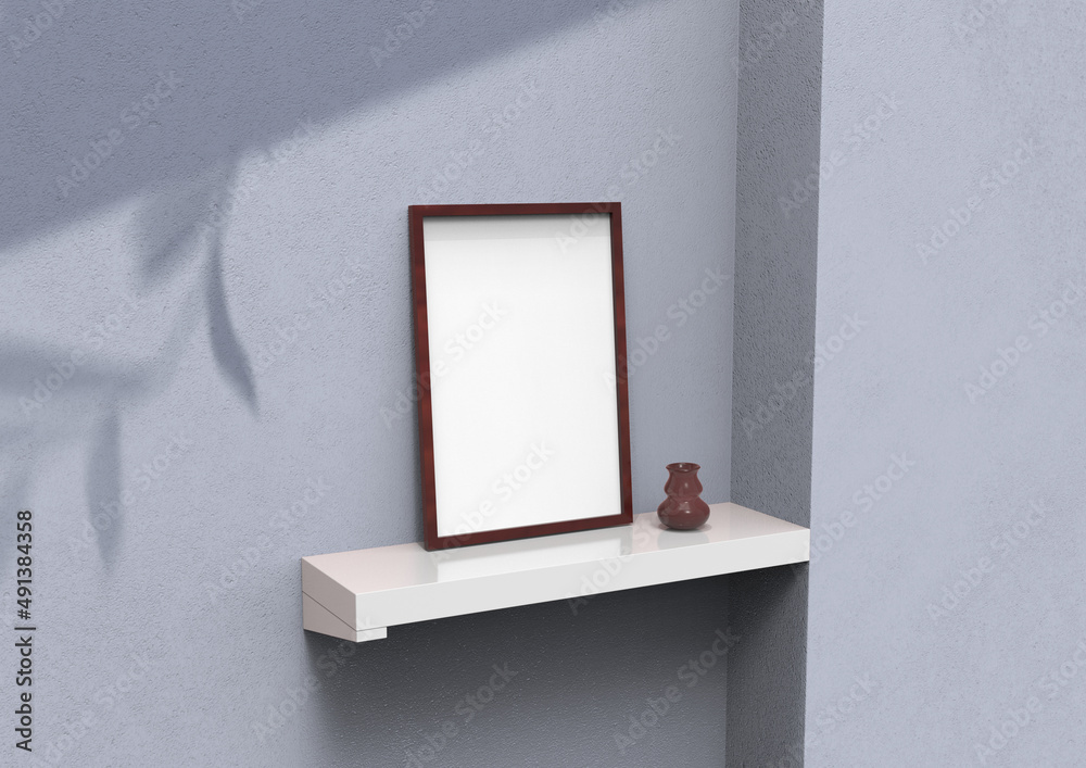Poster frame background using 3d rendering and geometry. framed background mock-up for poster design or exh