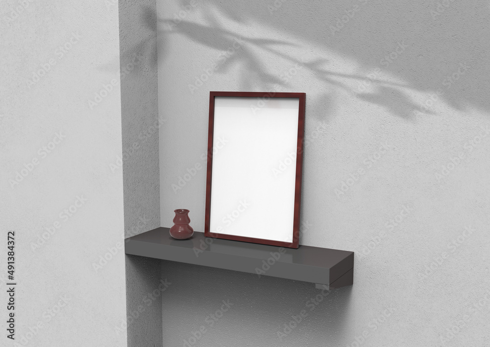 Poster frame background using 3d rendering and geometry. framed background mock-up for poster design or exh