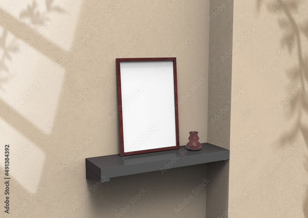 Poster frame background using 3d rendering and geometry. framed background mock-up for poster design or exh