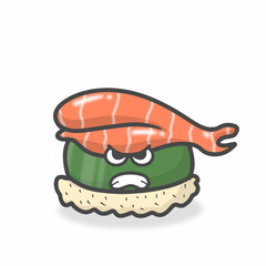 Sushi Cute Character Flat Cartoon Vector Design Illustration