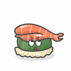 Sushi Cute Character Flat Cartoon Vector Design Illustration