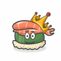 Sushi Cute Character Flat Cartoon Vector Design Illustration
