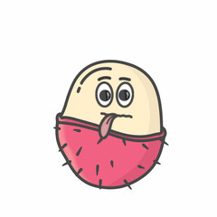Rambutan Cute Character Flat Cartoon Vector Design Illustration
