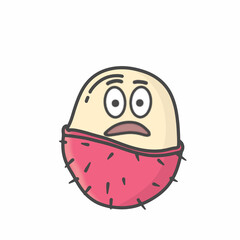 Rambutan Cute Character Flat Cartoon Vector Design Illustration