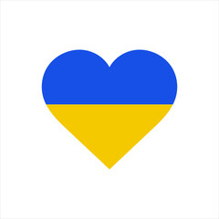 Heart with Ukrainian national flag colors. Flag of Ukraine in the form of a heart made on an isolated background. Design pattern for greeting card on an Valentines day. Vector illustration