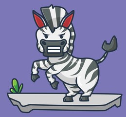cute angry zebra. cartoon animal nature concept Isolated illustration. Flat Style suitable for Sticker Icon Design Premium Logo vector. Mascot Character