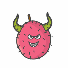 Rambutan Cute Character Flat Cartoon Vector Design Illustration