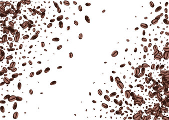Dark Robusta Sketch Vector White Background.