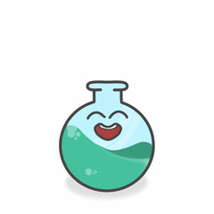Glass Laboratory Cute Character Flat Cartoon Vector Design Illustration