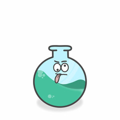Glass Laboratory Cute Character Flat Cartoon Vector Design Illustration