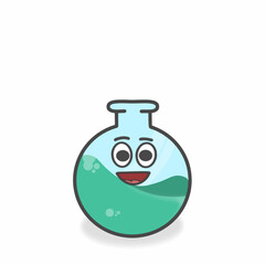 Glass Laboratory Cute Character Flat Cartoon Vector Design Illustration