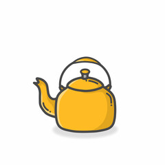 Kettle Cute Character Flat Cartoon Vector Design Illustration
