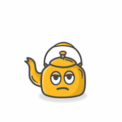 Kettle Cute Character Flat Cartoon Vector Design Illustration