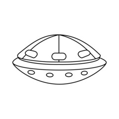 UFO icon, spacecraft of alien. Vector outline style