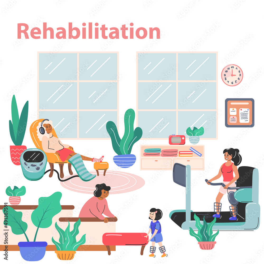 Wall mural physiotherapy and rehabilitation concept