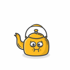 Kettle Cute Character Flat Cartoon Vector Design Illustration