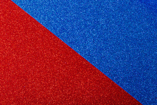 Red And Blue Wrapping Paper Background With Metallic Sheen. Double Color Red Blue Shiny Paper Background