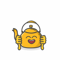 Kettle Cute Character Flat Cartoon Vector Design Illustration