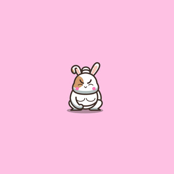 japanese sumo rabbit vector illustration