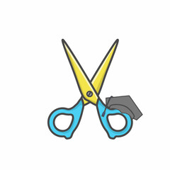 Scissor Cute Character Flat Cartoon Vector Design Illustration