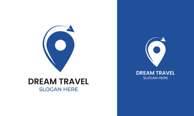 Simple map pin logo for travel identity