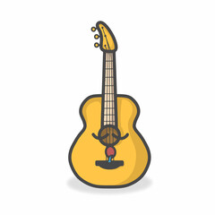 Obraz premium Guitar Cute Character Flat Cartoon Vector Design Illustration