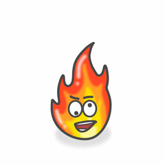Fire Cute Character Flat Cartoon Vector Design Illustration