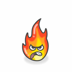 Fire Cute Character Flat Cartoon Vector Design Illustration