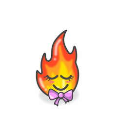 Fire Cute Character Flat Cartoon Vector Design Illustration