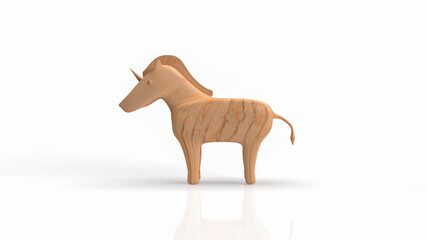 The unicorn wood on white background for business concept 3d rendering.