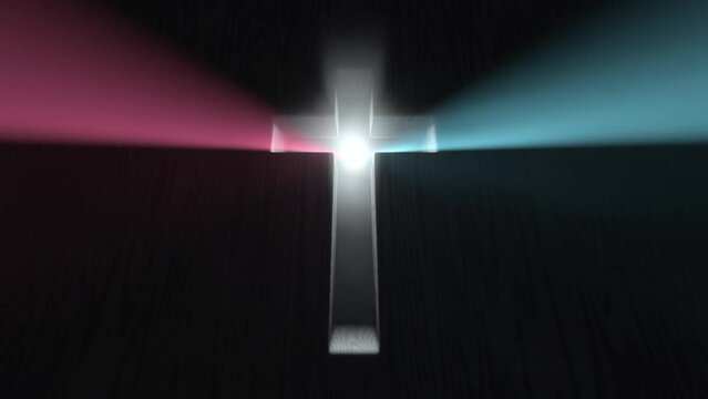 Divine Mercy, washing away our sins. Merciful Jesus Christ red and blue rays glowing from cross.