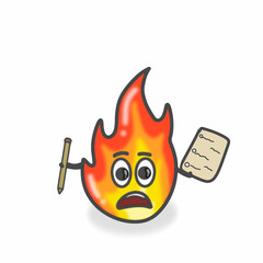 Fire Cute Character Flat Cartoon Vector Design Illustration