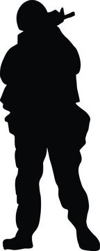silhouette of a soldier with a gun