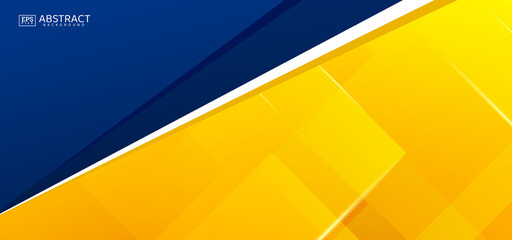  Abstract geometric banner with yellow and blue background 