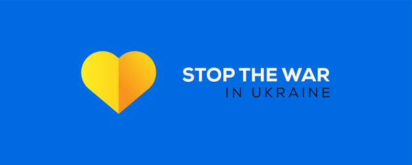 Stop the war in Ukraine flag blue yellow banner against praying concept ukraine