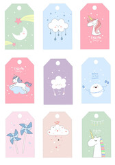 Cute unicorn tag for goods