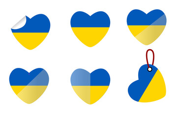 Simple Vector Set 6 Love For Ukraine , isolated on white