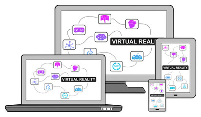 Virtual reality concept on different devices