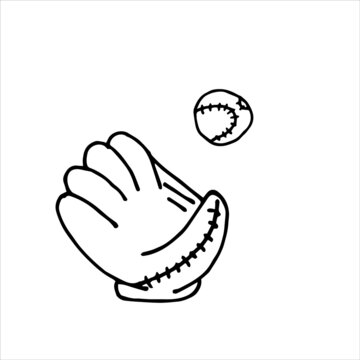 vector illustration in doodle style. baseball. simple drawing of glove and baseball ball