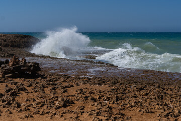 Fototapeta premium View Of Beach Against Blue Sky. Photo taken in La Guajira, Colombia