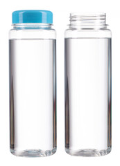 Set of plastic water bottle isolated on white background.