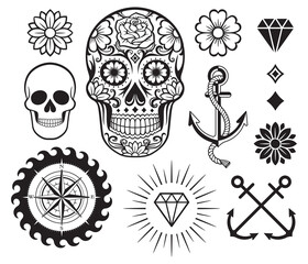 Skull and anchor vintage