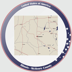 Large and detailed map of McHenry county in Illinois, USA.