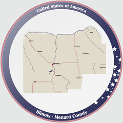 Large and detailed map of Menard county in Illinois, USA.