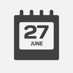 Icon day date 27 June, template calendar page