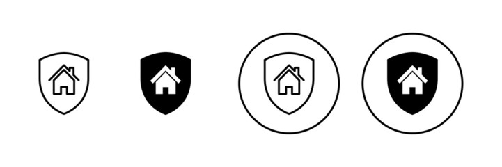 house insurance icons set. house protection sign and symbol