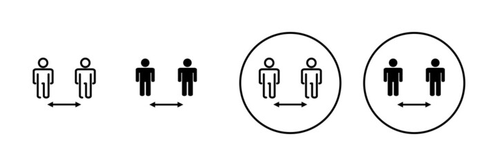 Social distance icons set. social distancing sign and symbol. self quarantine sign