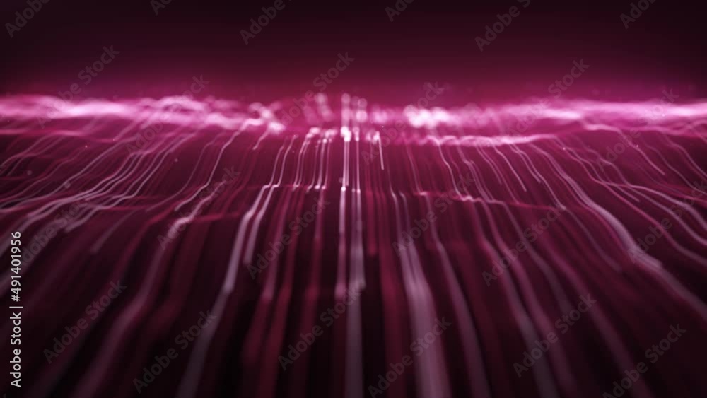 Wall mural abstract light fiber strings flowing background loop/ 4k animation of an abstract wallpaper technolo
