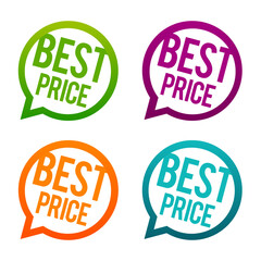 Best price round Buttons on white background.