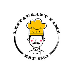 Linear flat chef logo template concept design